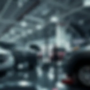 Service area at Butler Auto with technicians working on vehicles