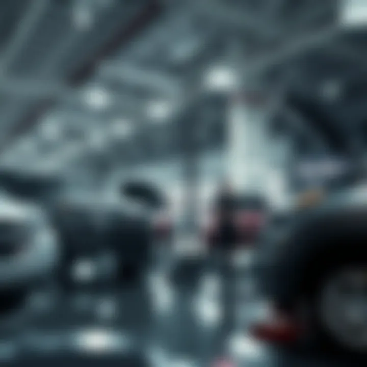 Service area at Butler Auto with technicians working on vehicles