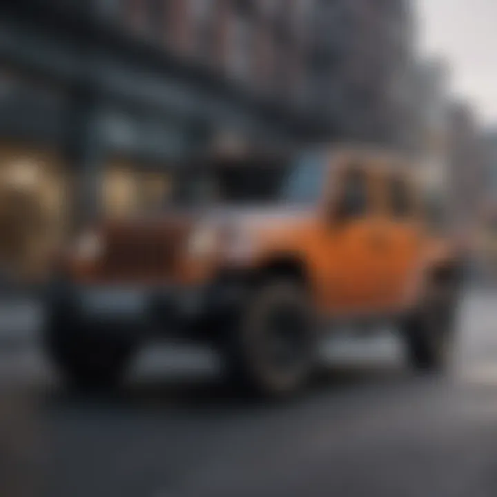 Jeep Sahara parked in an urban setting showcasing versatility