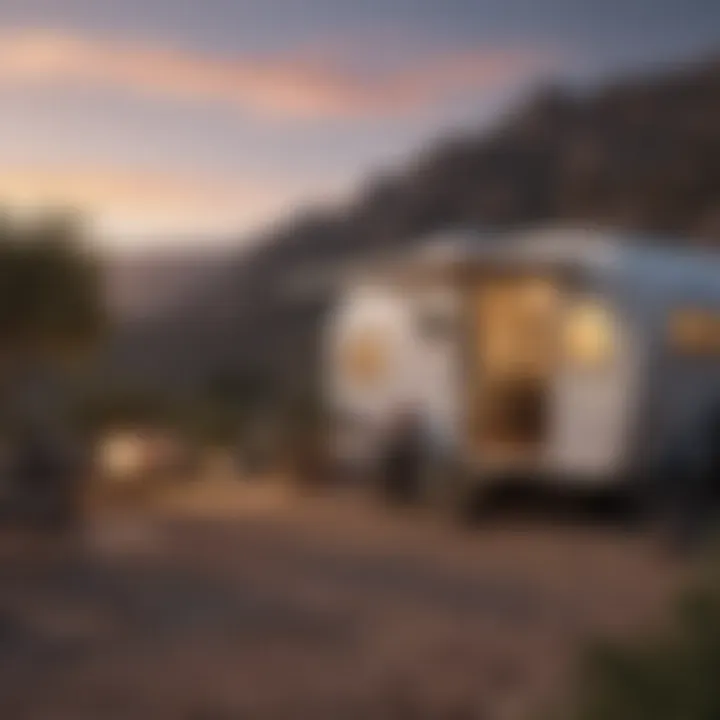 Casita trailer set in a scenic outdoor environment.