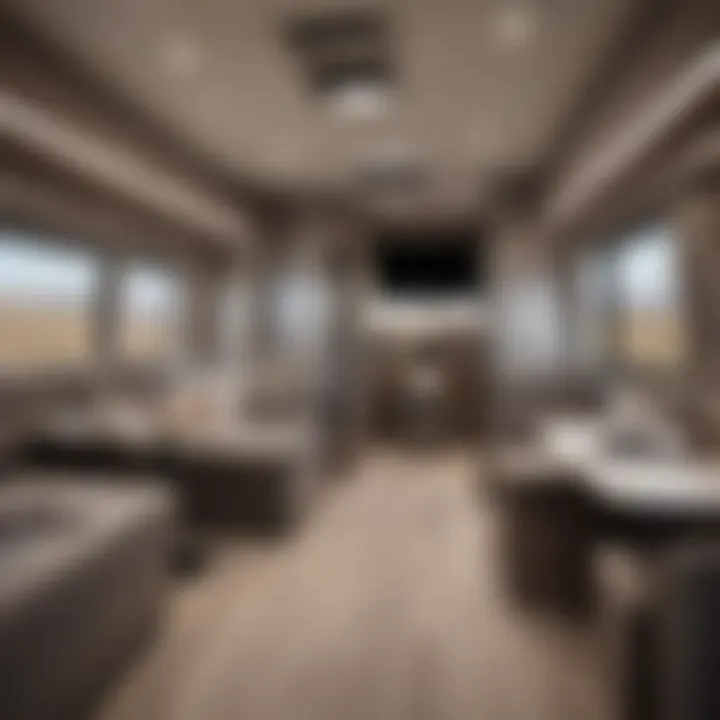 Comfortable living area equipped with modern amenities in a Class A motorhome