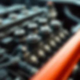 Close-up of fuel injectors in an engine