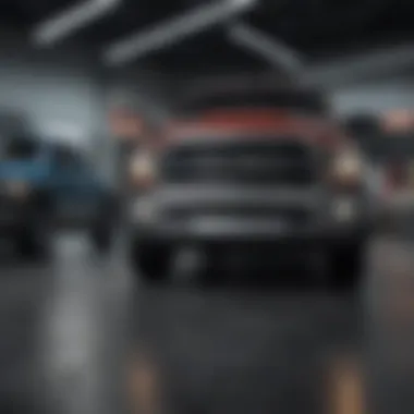 Showroom showcasing a variety of Dodge Ram models available for potential buyers.