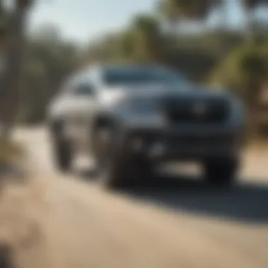 Honda Ridgeline driving along the beach road