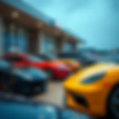 A modern dealership showcasing a range of cars for trade-in