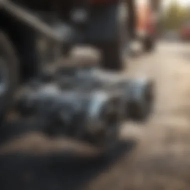 Close-up of a tow truck's hydraulic mechanism in action.