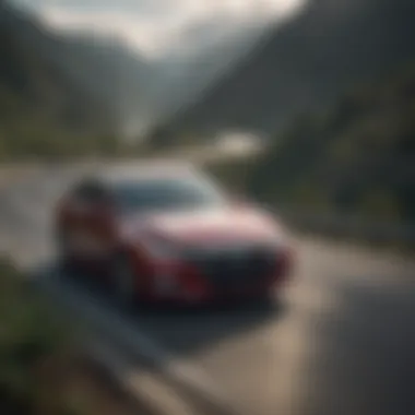Honda Accord Performance in Action A dynamic shot of a Honda Accord driving on a scenic road, highlighting its performance capabilities.