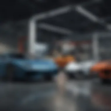 Market Trends and Consumer Preferences in Automotive Design A diverse group of automotive enthusiasts discussing trends