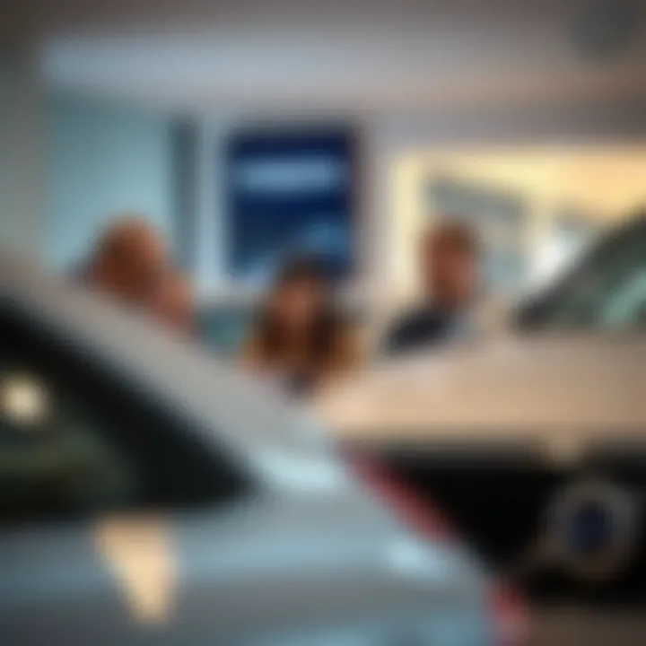 Happy customers exploring Volvo options at the dealership