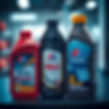 Synthetic vs Conventional Oils Bottles of synthetic and conventional oils on display
