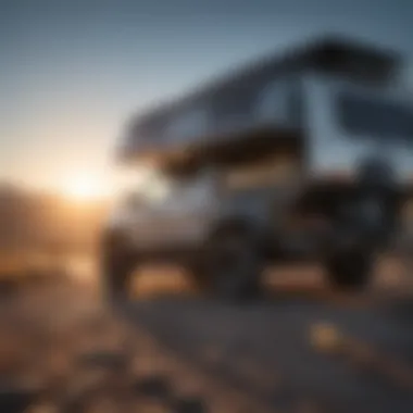 Rugged Exterior Design of the Opus Off Road Camper Exterior view of the Opus Off Road Camper showcasing its rugged design
