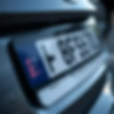 A close-up of a car's registration plate with relevant information highlighted.