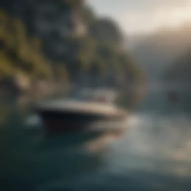 A serene boating scene showcasing different types of boats on calm waters.